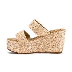 Kaanas Tenerife Wedge Sandal Women's Size 8 Platform Natural Braid Raffia‎ Strap